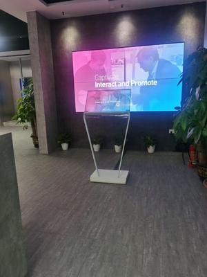 55inch AI Digital Man OLED Transparent Digital Signage with Robot