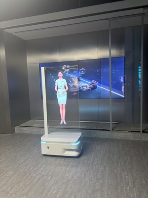 55inch AI Digital Man OLED Transparent Digital Signage with Robot