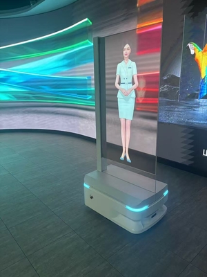 55inch AI Digital Man OLED Transparent Digital Signage with Robot