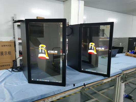 55inch AI Digital Man OLED Transparent Digital Signage with Robot