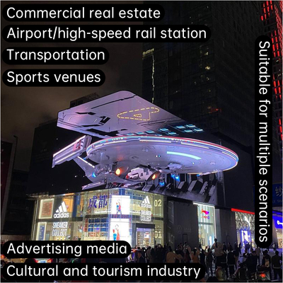 Outdoor Naked Eye 3D Display Custom Commercial square High Brightness HD LED Video Wall Easy Installation and Maintenance