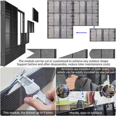 Transparent Led Film Screen Adhesive Flexible Outdoor High protection and Waterproof Highly Customizable Multiple Installations