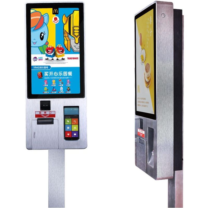 Stainless Self Terminal Service Kiosk for Restauants 21.5/24/27 Inch ultra Slim Stainless Steel Vertical Wall Hanging